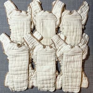 6 Large Workhorse Fitted Diapers Snapless Cloth-eez Organic Unbleached Cotton /2